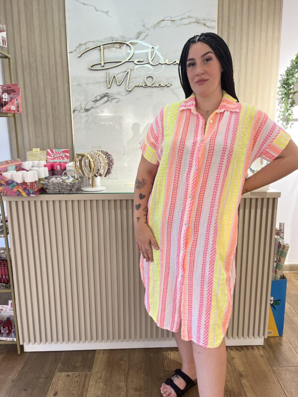 Vestido camisero flúor - Imagen 2