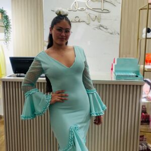 Vestido plumeti verde agua